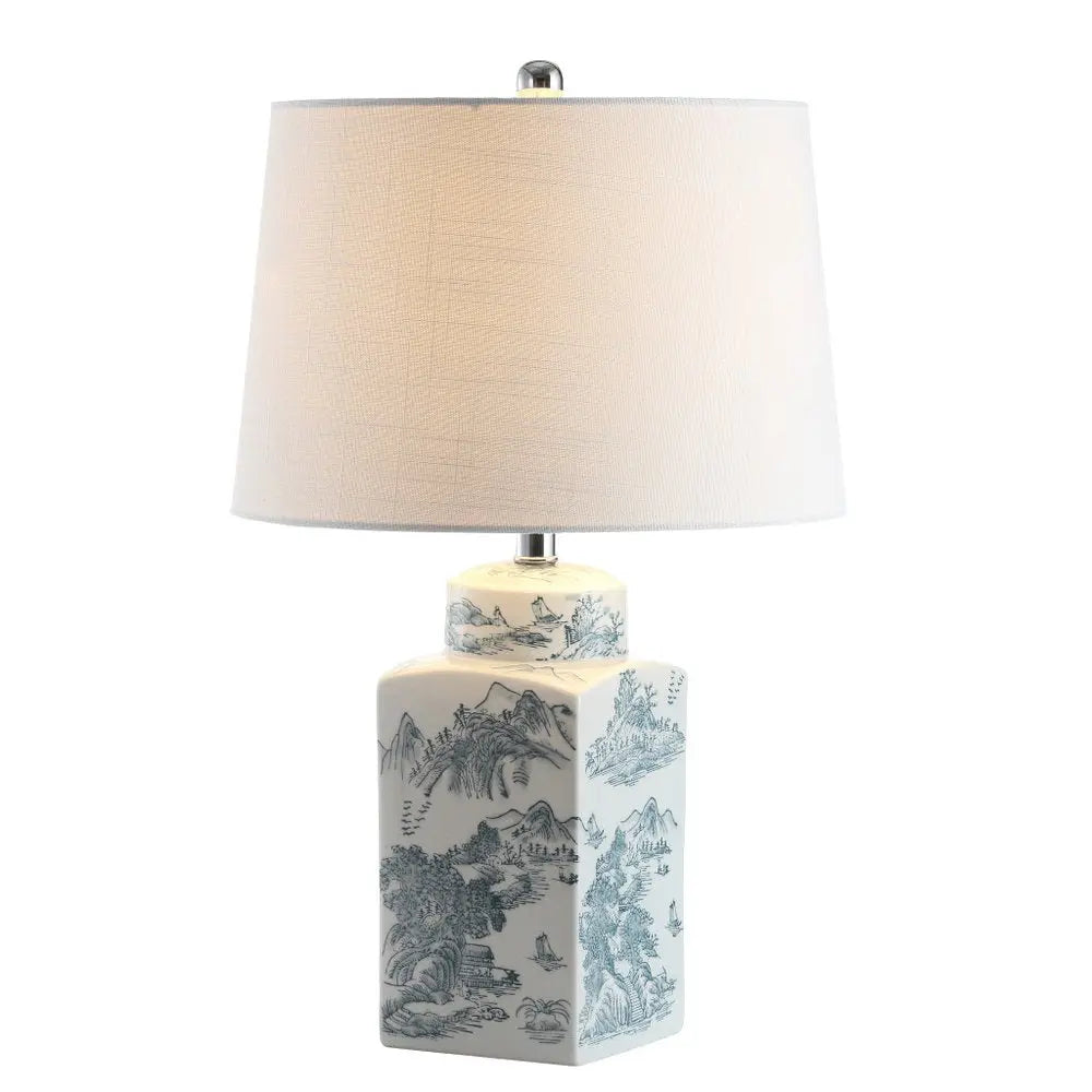 25" Blue Novelty Table Lamp LED With Drum Shade HomeRoots