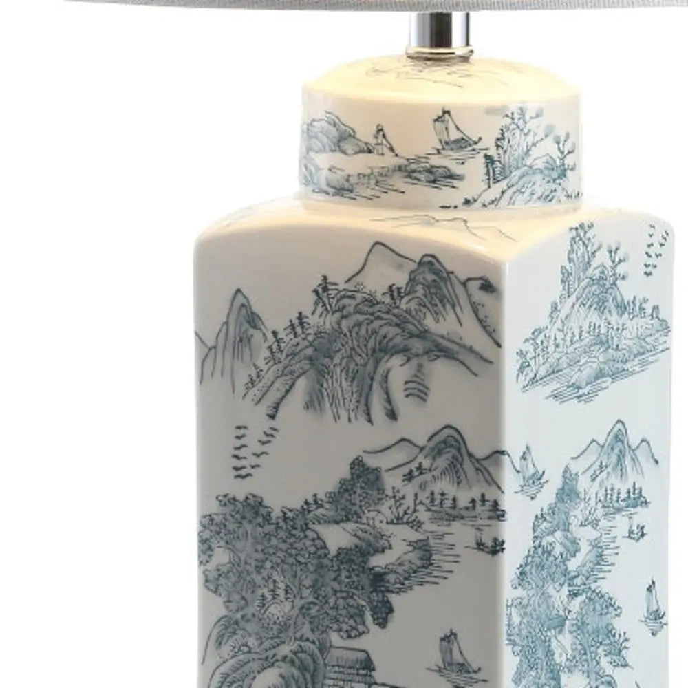 25" Blue Novelty Table Lamp LED With Drum Shade HomeRoots