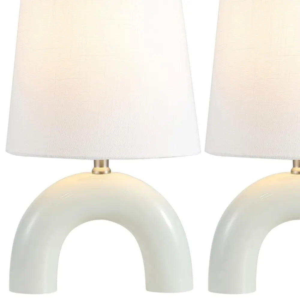 Set of Two 18" Clear Novelty Table Lamps LED With Empire Shades HomeRoots