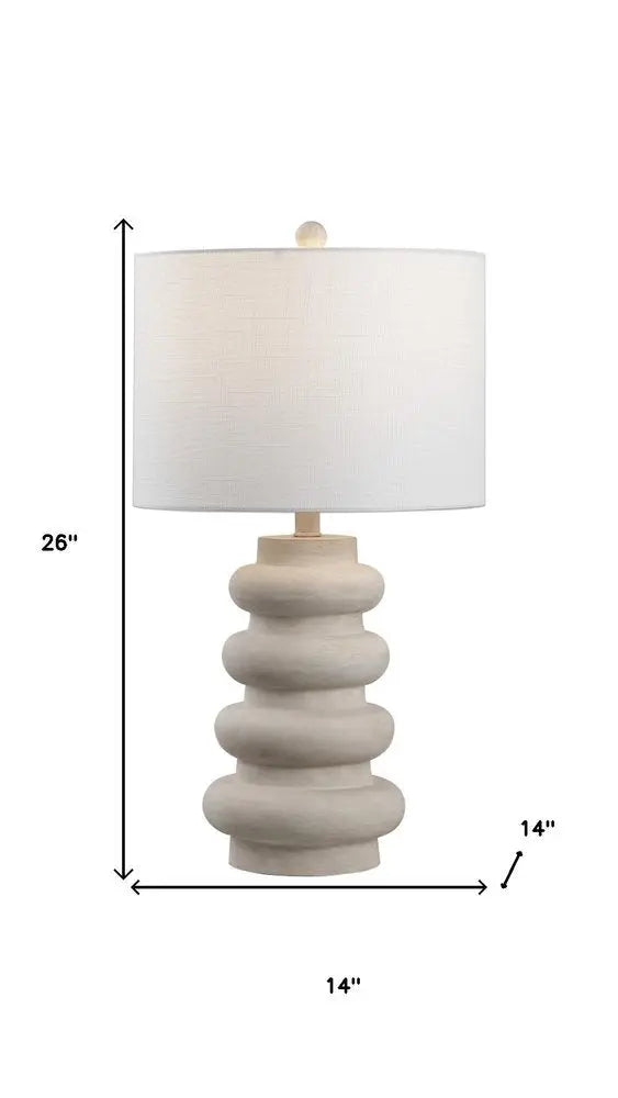 26" Clear Round Table Lamp LED With Drum Shade HomeRoots