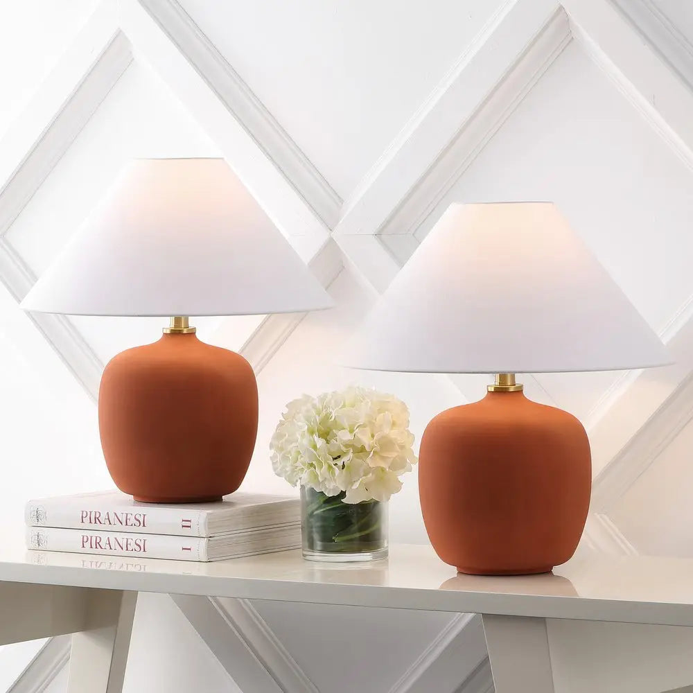 Set of Two 18" Clear Novelty Table Lamps LED With Empire Shades HomeRoots