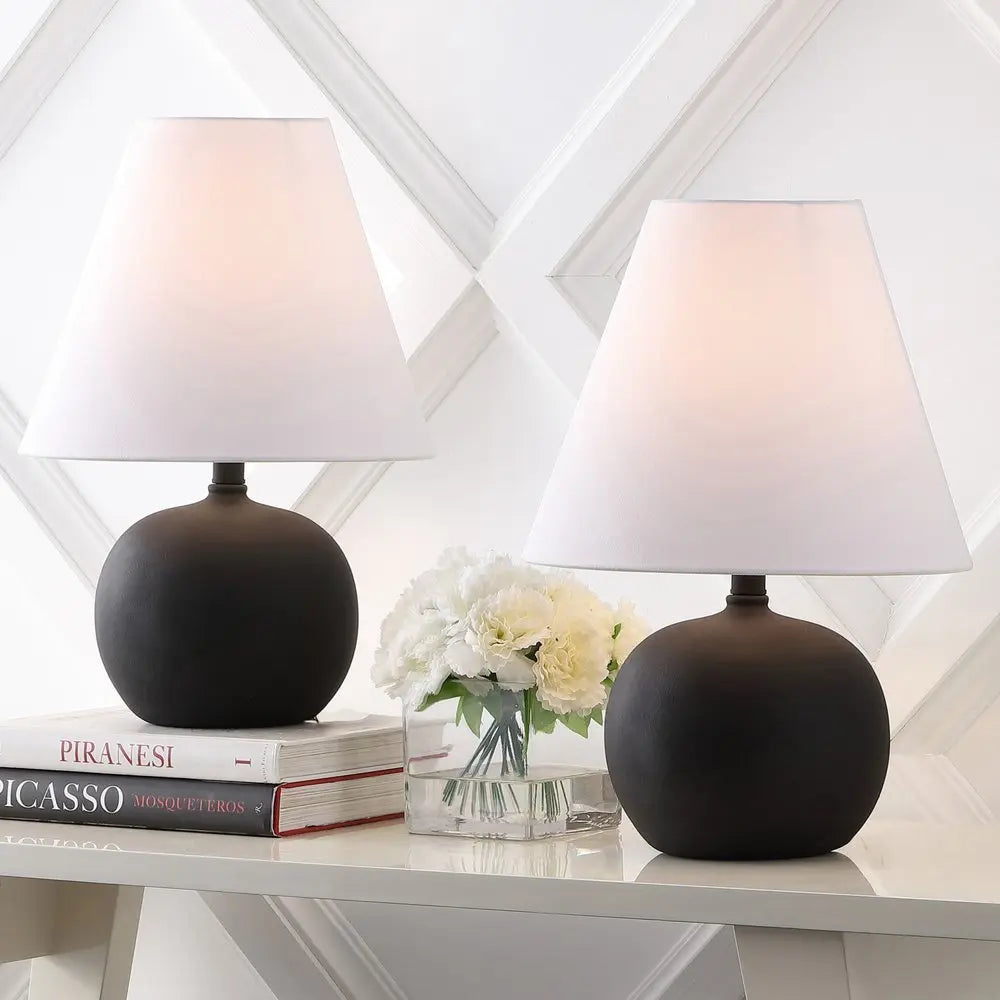 Set of Two 18" Clear Novelty Table Lamps LED With Cone Shades HomeRoots