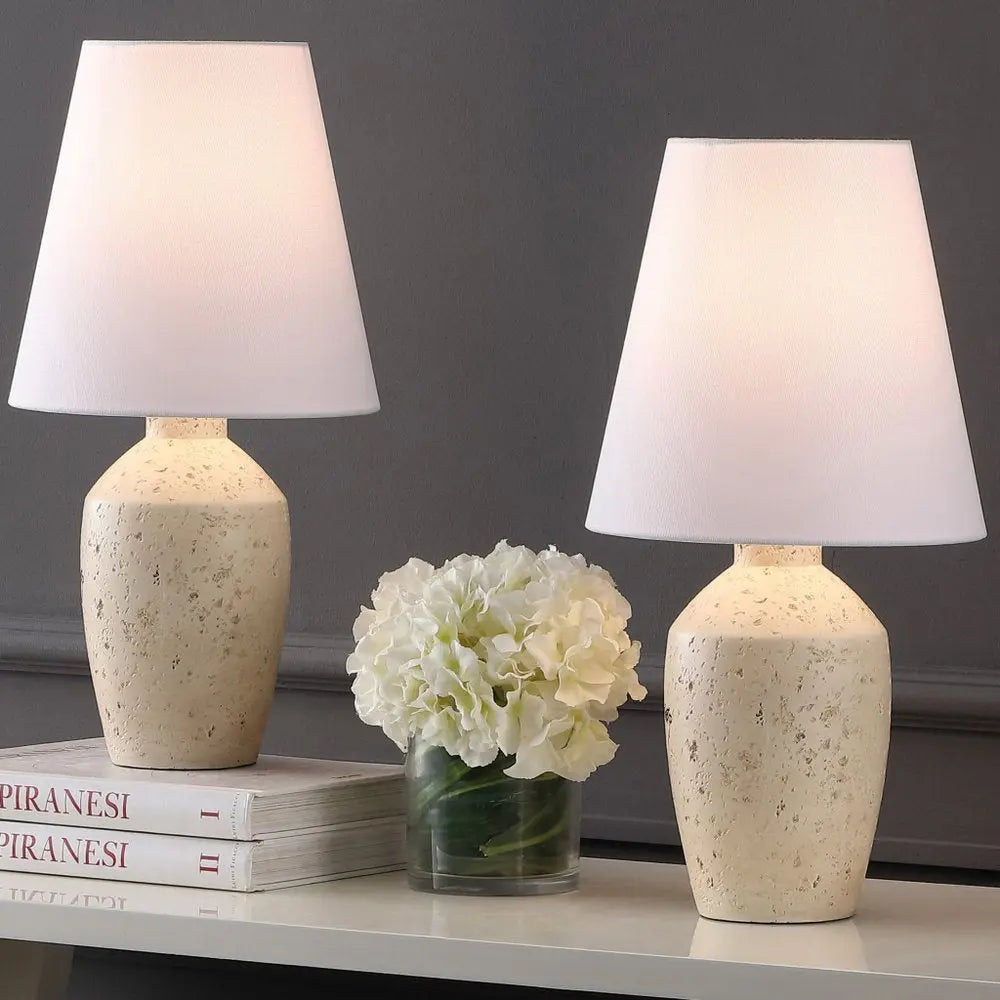 Set of Two 19" Clear Urn Table Lamps LED With Empire Shades HomeRoots