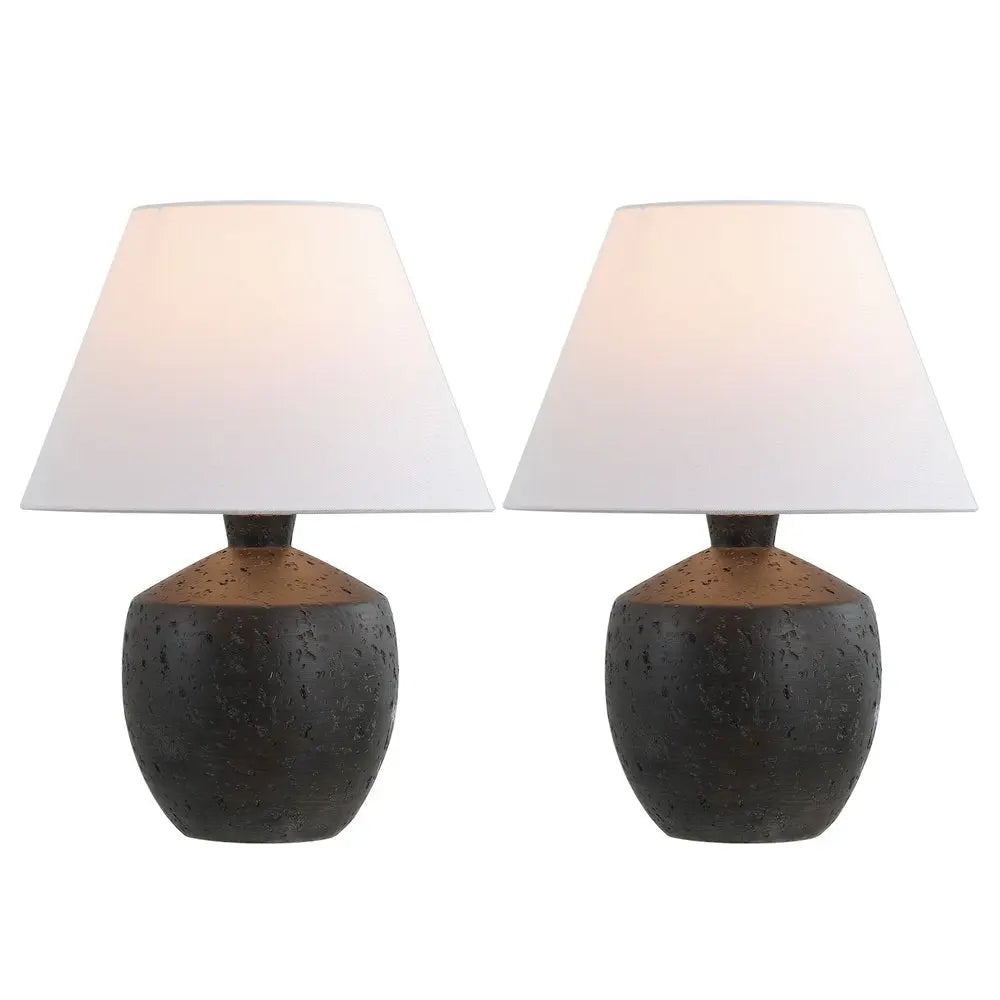 Set of Two 18" Clear Novelty Table Lamps LED With Empire Shades HomeRoots