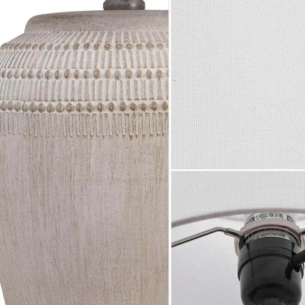 Set of Two 17" Clear Gourd Table Lamps LED With Drum Shades HomeRoots