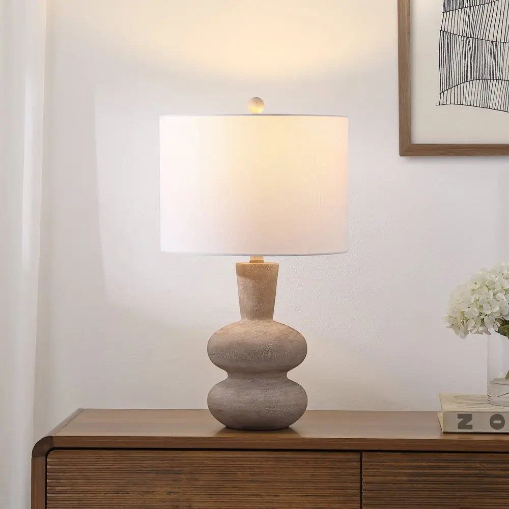 24" Clear Gourd Table Lamp LED With Drum Shade HomeRoots