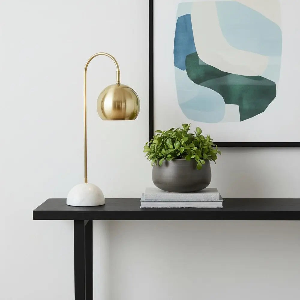 24" White Novelty Table Lamp LED With Globe Shade HomeRoots