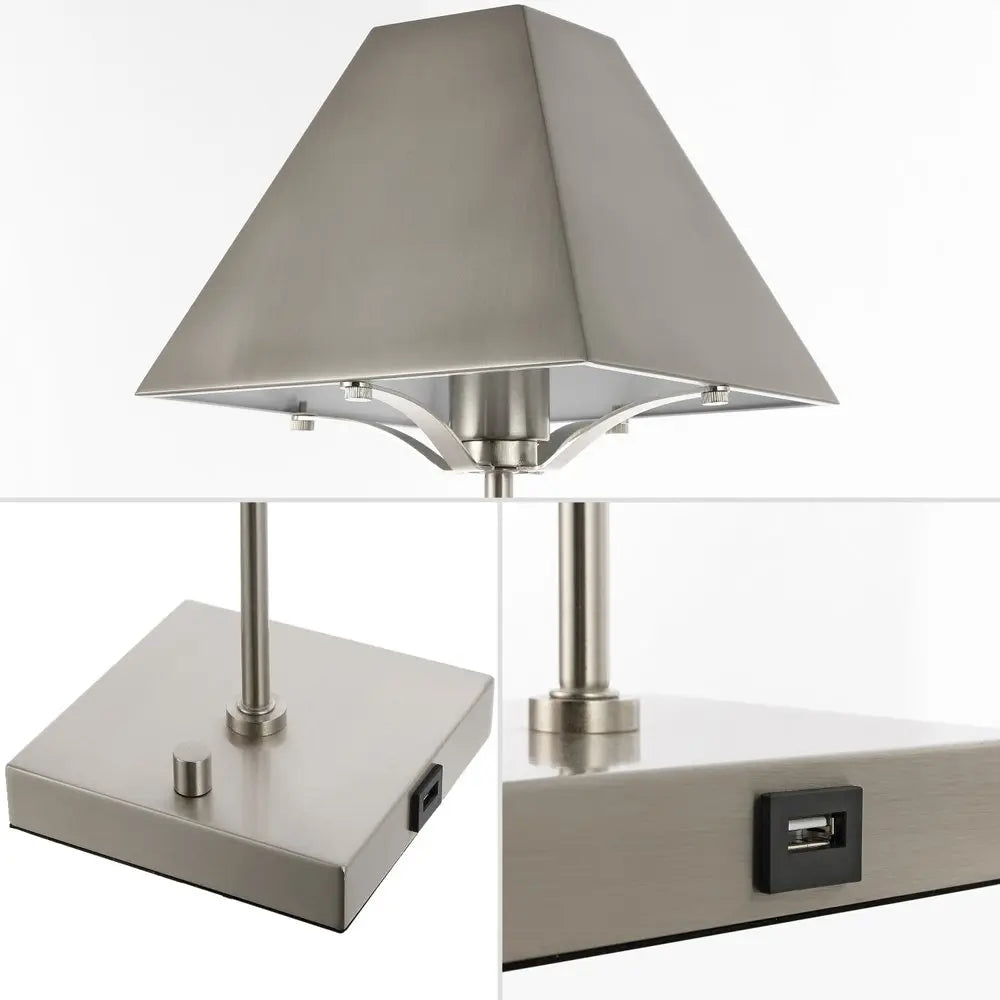 25" Nickel Table Lamp LED With Novelty Shade HomeRoots