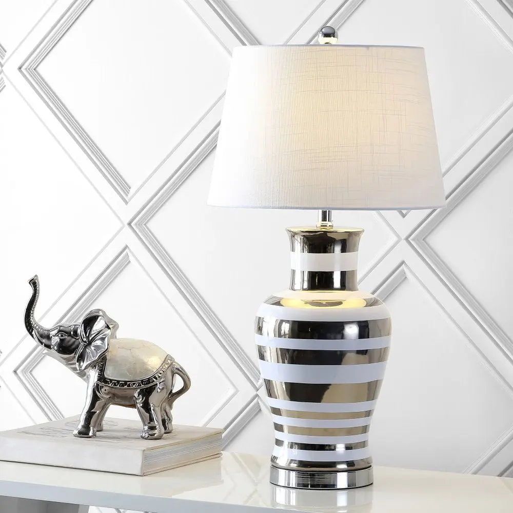 29" Silver Novelty Table Lamp LED With Empire Shade HomeRoots