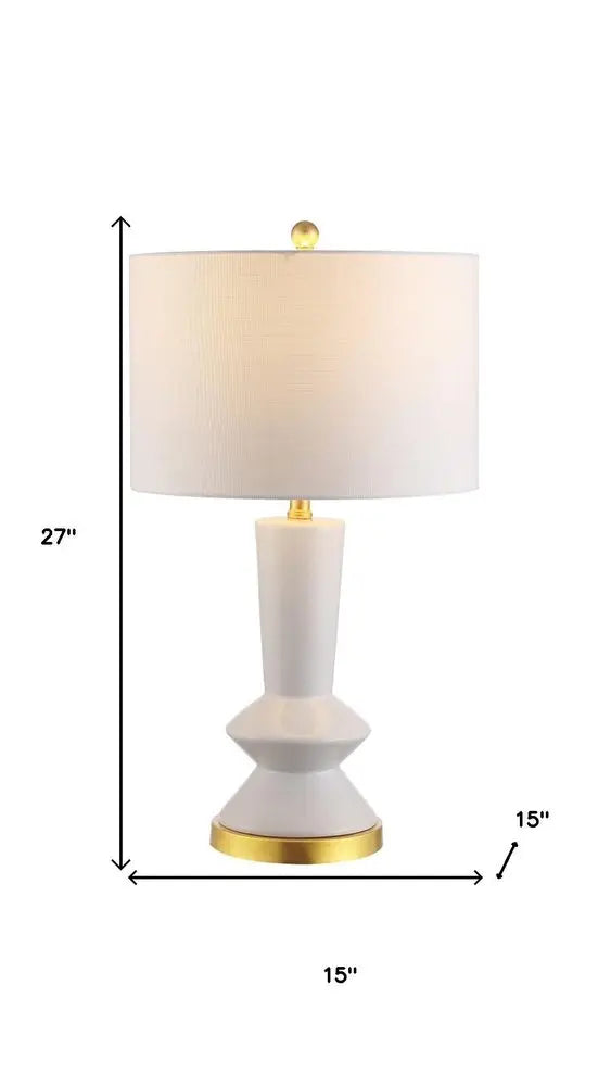 27" Gold Geometric Table Lamp LED With Drum Shade HomeRoots