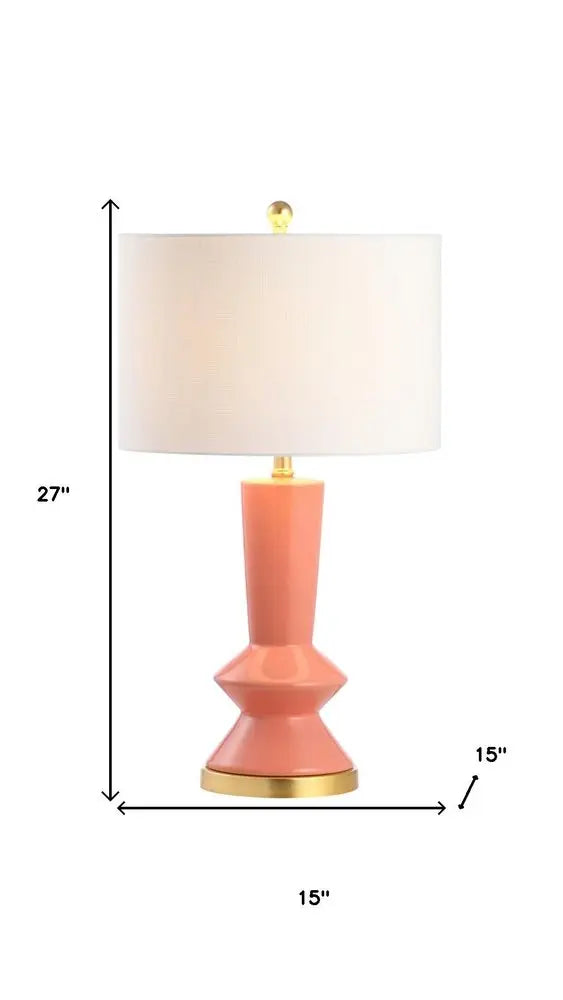 27" Gold Geometric Table Lamp LED With Drum Shade HomeRoots