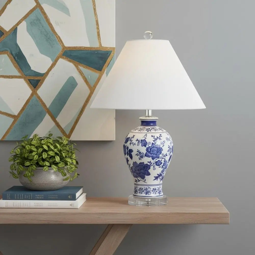 22" Clear Urn Table Lamp LED With Empire Shade HomeRoots