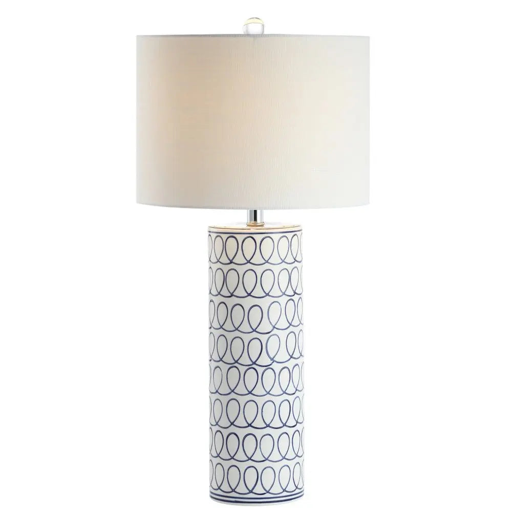 29" White Table Lamp LED With Drum Shade HomeRoots