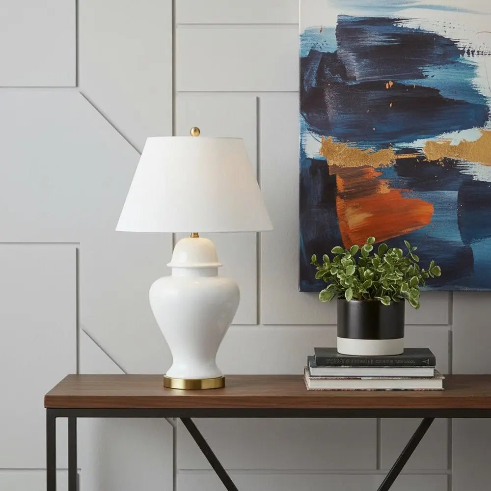 33" Gold Novelty Table Lamp LED With Empire Shade HomeRoots