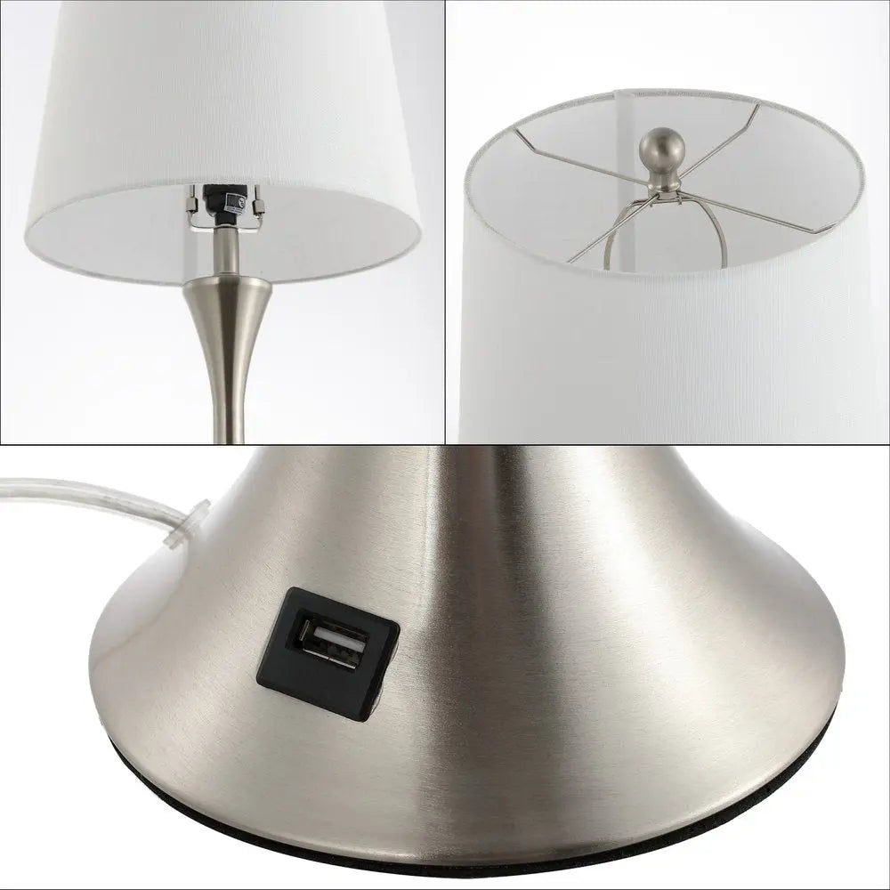 Set of Two 23" Clear Novelty Table Lamps LED With Empire Shades HomeRoots