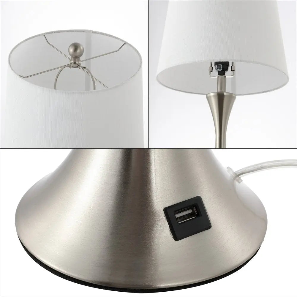 Set of Two 23" Clear Novelty Table Lamps LED With Empire Shades HomeRoots