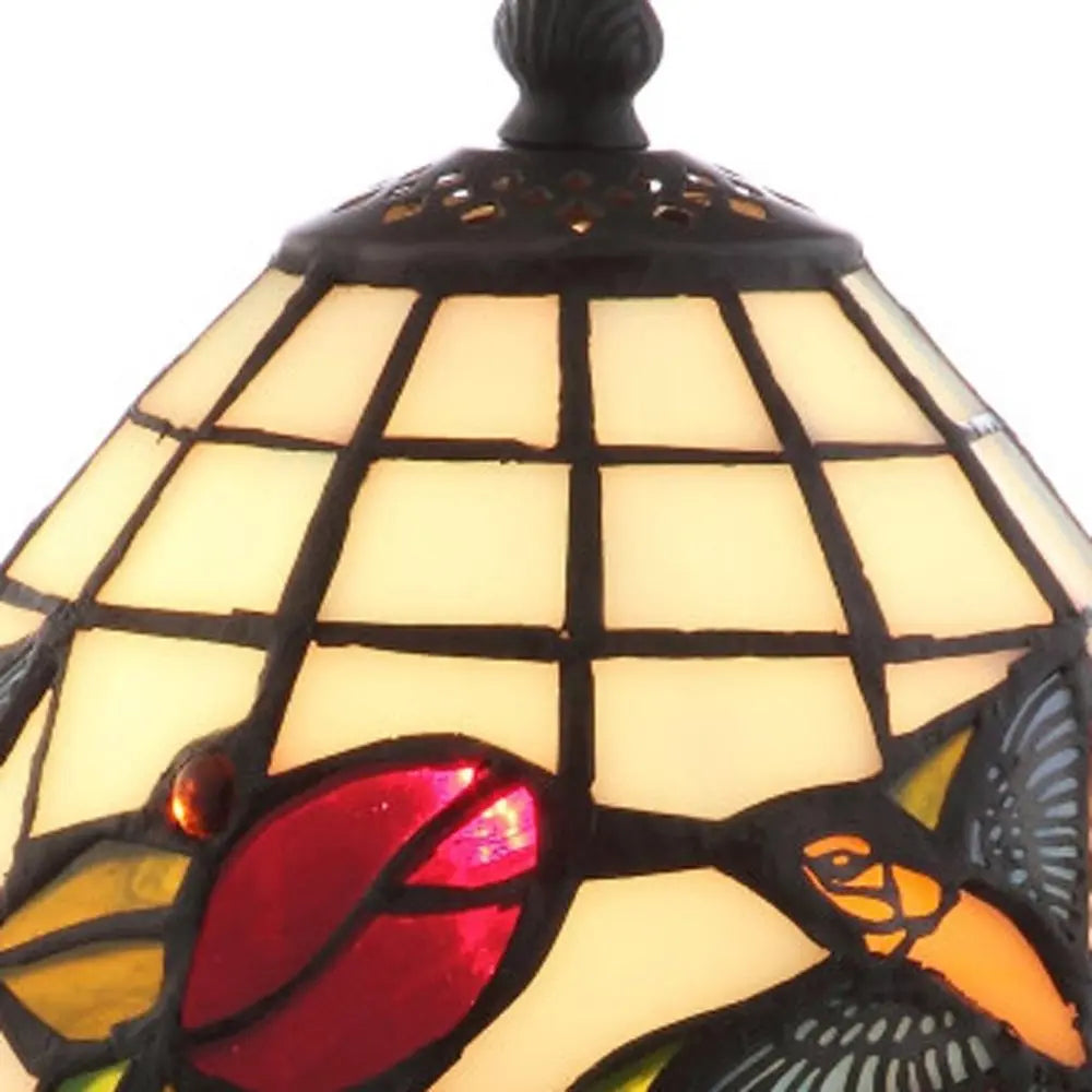 12" Bronze Novelty Tiffany Lamp LED With Bell Shade HomeRoots