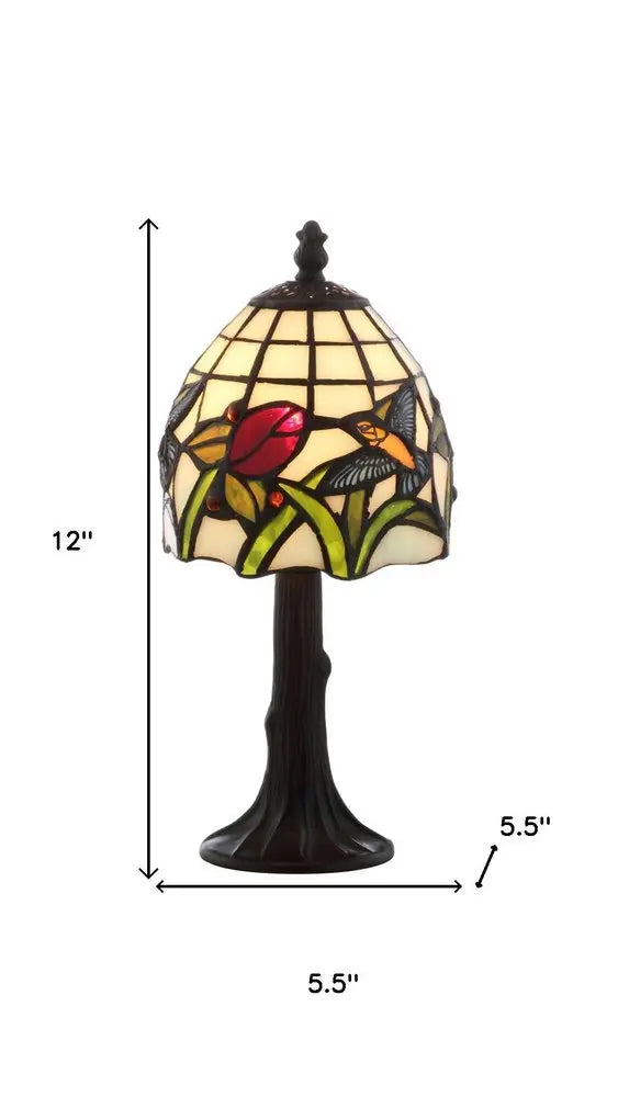 12" Bronze Novelty Tiffany Lamp LED With Bell Shade HomeRoots