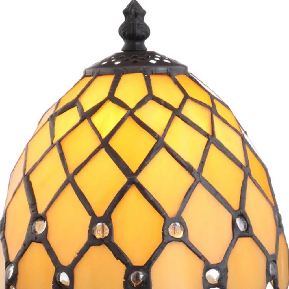 13" Bronze Novelty Tiffany Lamp LED With Bell Shade HomeRoots