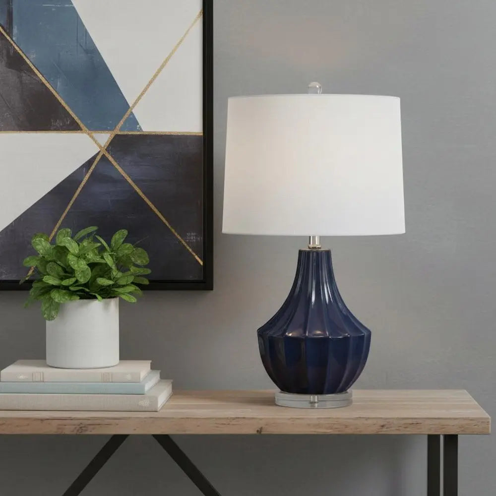 25" Clear Novelty Table Lamp LED With Drum Shade HomeRoots