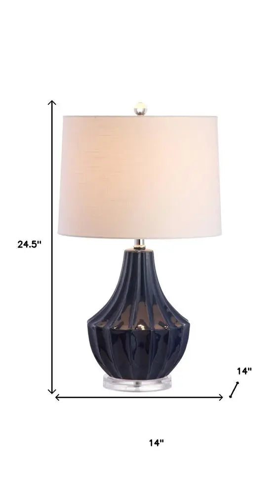 25" Clear Novelty Table Lamp LED With Drum Shade HomeRoots