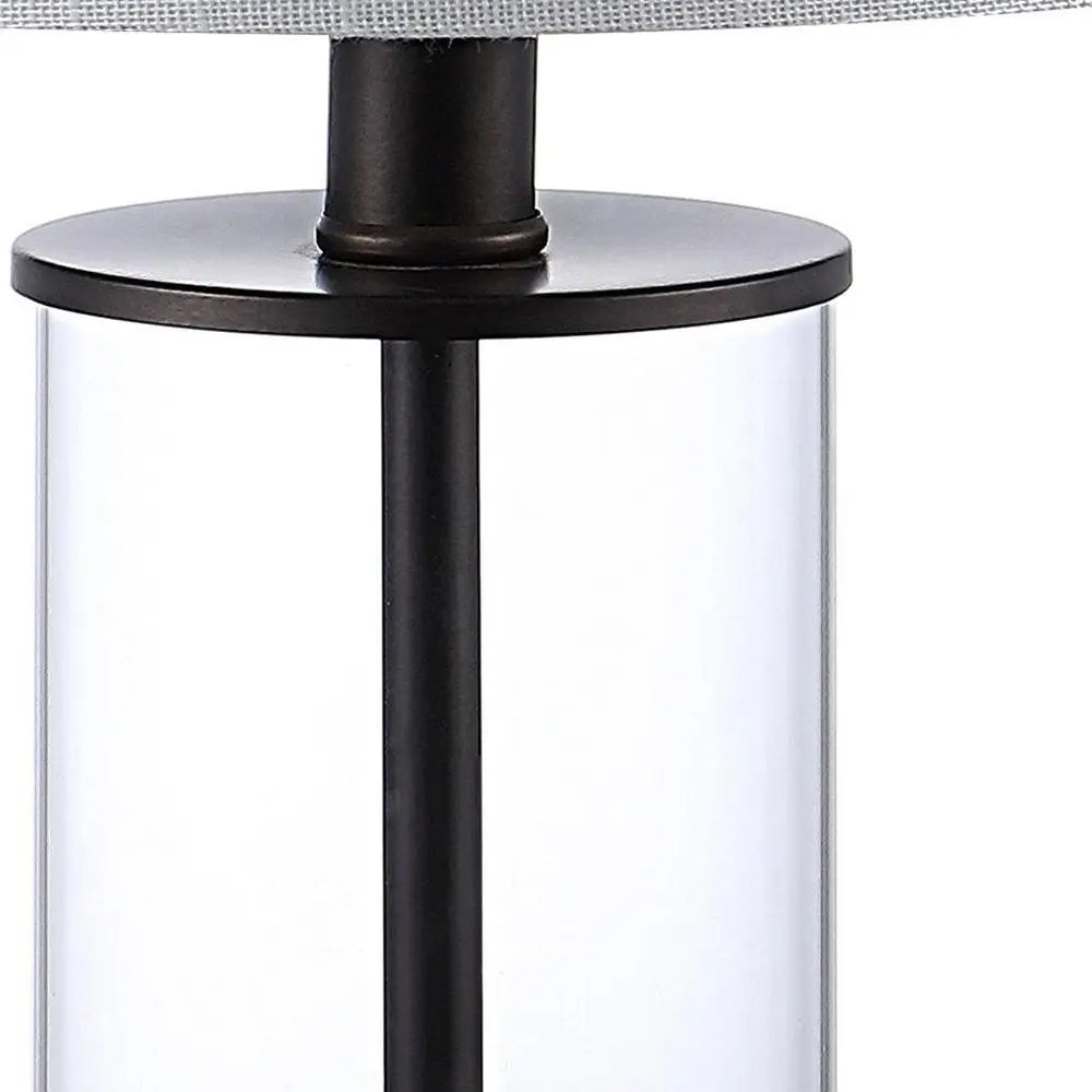 Set of Two 21" Antiqued Bronze USB Table Lamps LED With Drum Shades HomeRoots