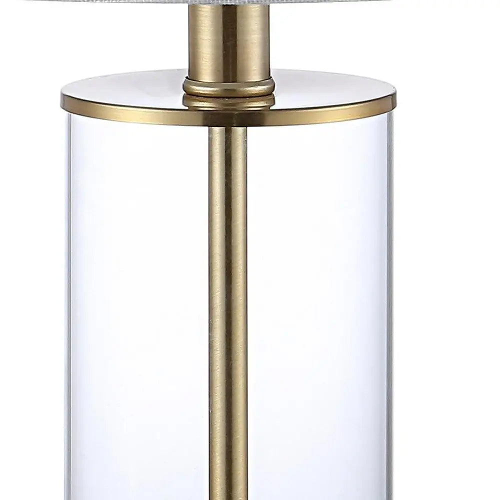 Set of Two 21" Gold USB Table Lamps LED With Drum Shades HomeRoots