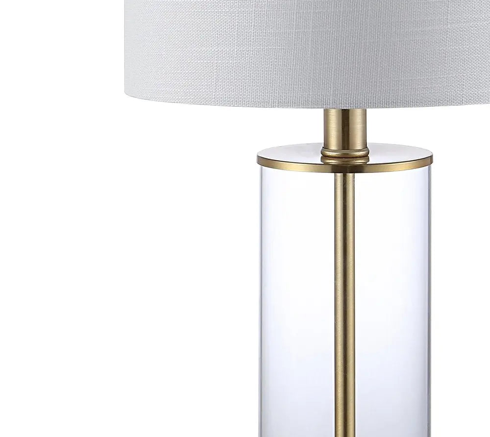 Set of Two 21" Gold USB Table Lamps LED With Drum Shades HomeRoots