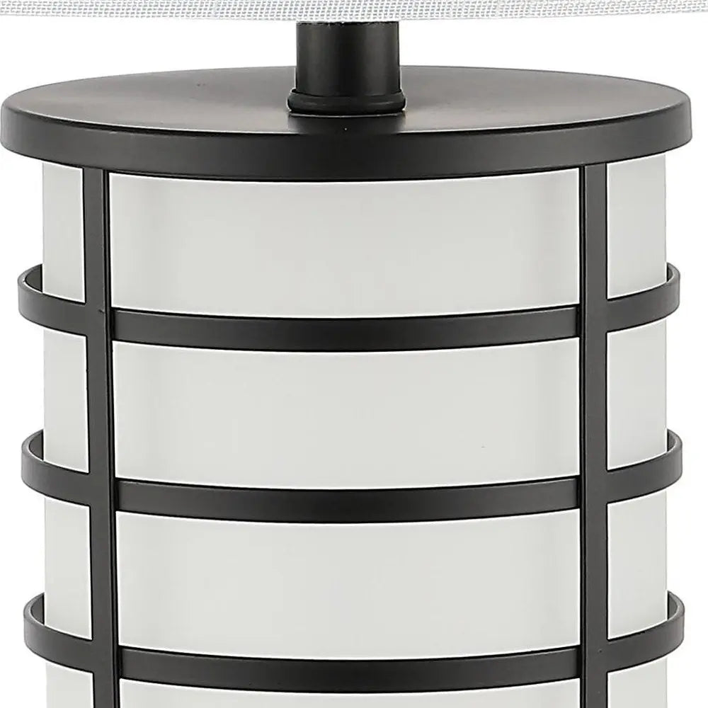 27" Black USB Table Lamp LED With Drum Shade HomeRoots