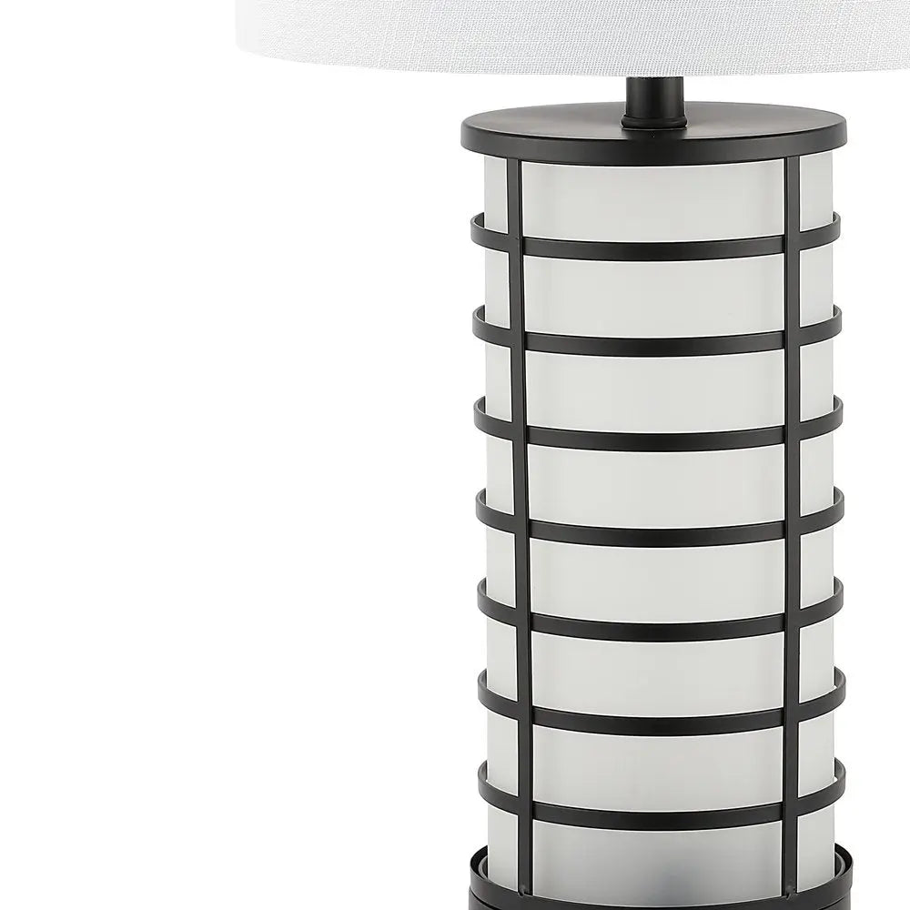 27" Black USB Table Lamp LED With Drum Shade HomeRoots