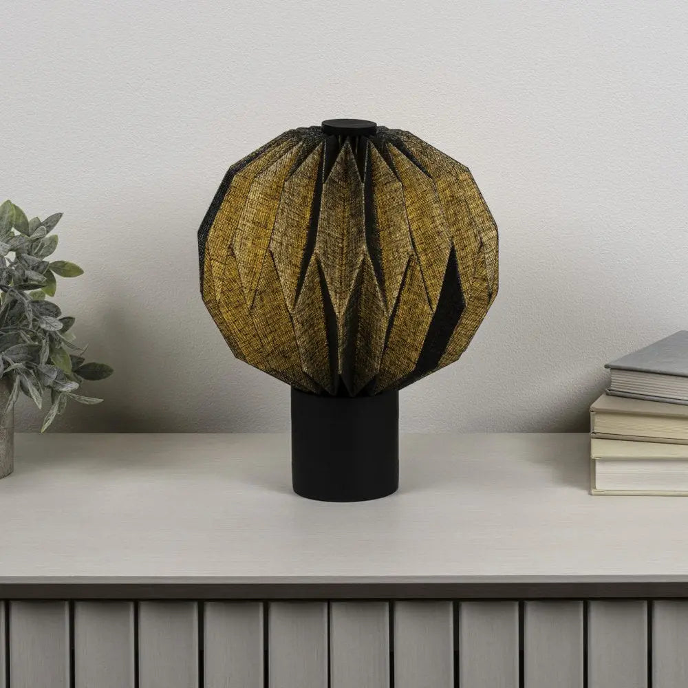 11" Black Geometric Table Lamp LED With Globe Shade HomeRoots
