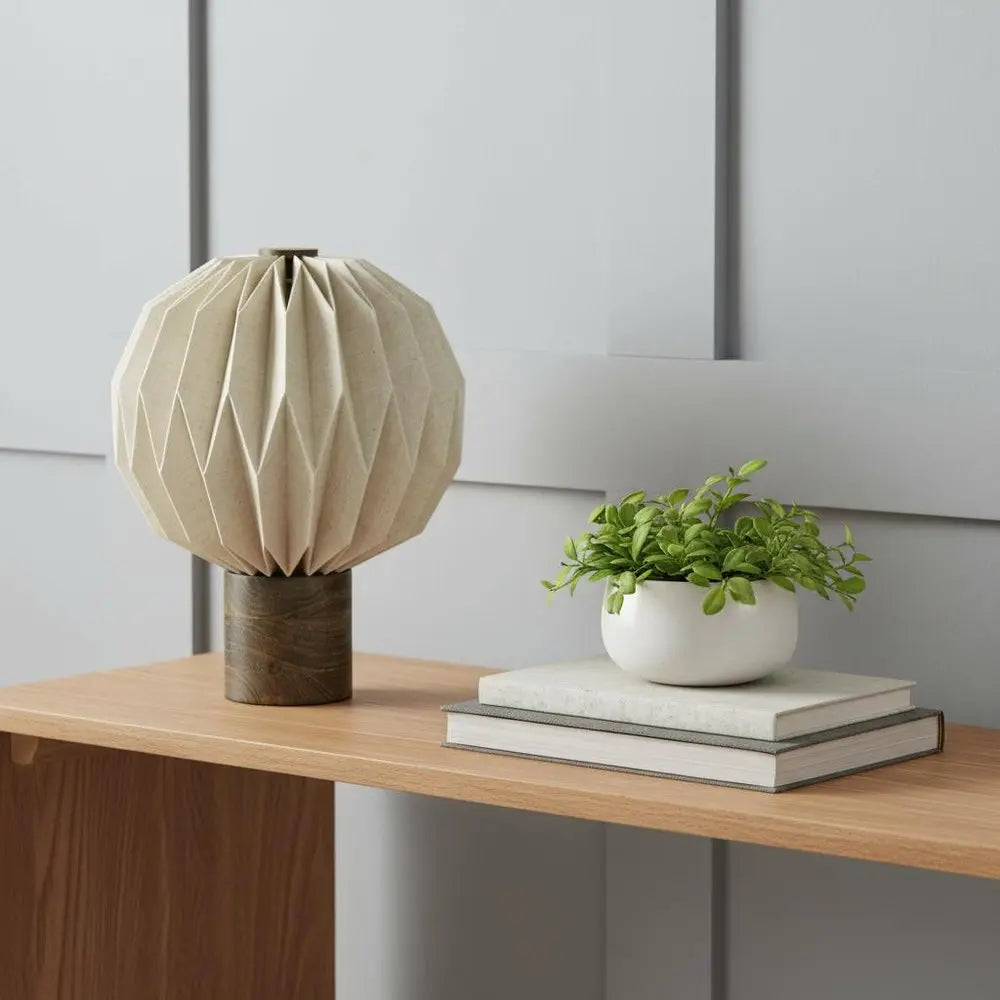 11" Natural Geometric Table Lamp LED With Globe Shade HomeRoots