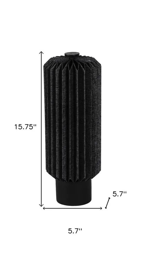 16" Black Geometric Table Lamp LED With Cylinder Shade HomeRoots