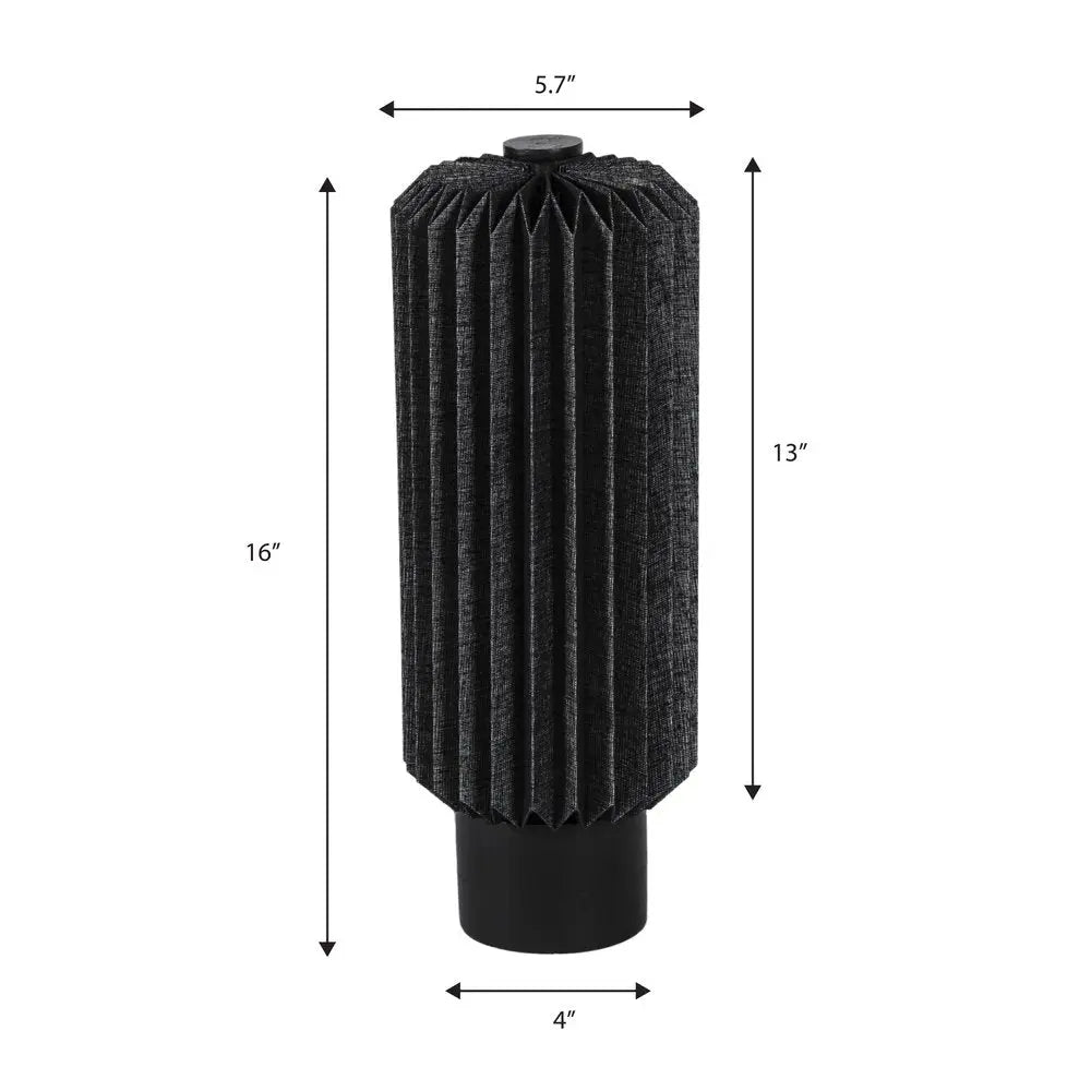 16" Black Geometric Table Lamp LED With Cylinder Shade HomeRoots