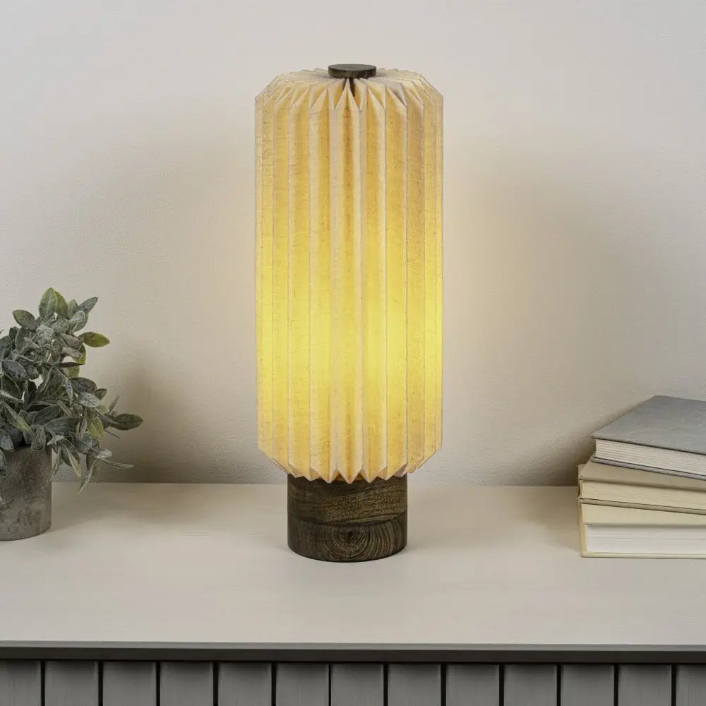 16" Natural Geometric Table Lamp LED With Cylinder Shade HomeRoots