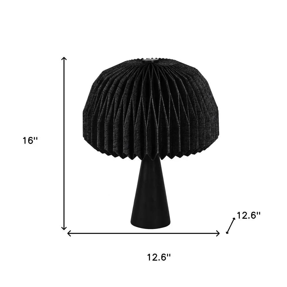 16" Black Geometric Table Lamp LED With Dome Shade HomeRoots