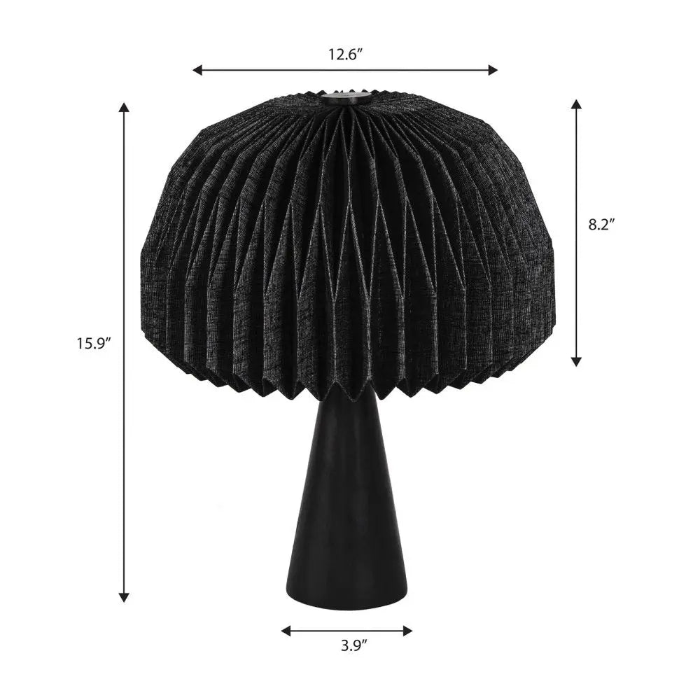 16" Black Geometric Table Lamp LED With Dome Shade HomeRoots