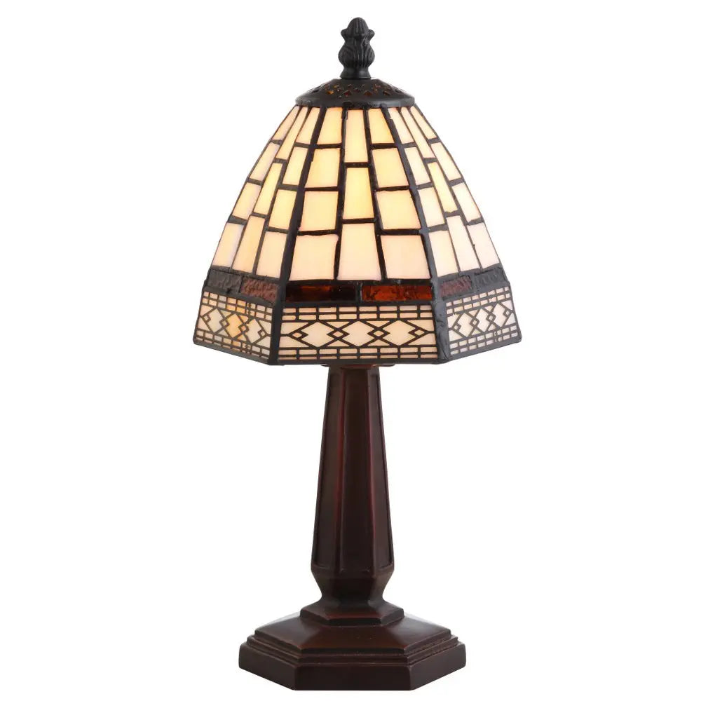 12" Brown Novelty Tiffany Lamp LED With Bell Shade HomeRoots
