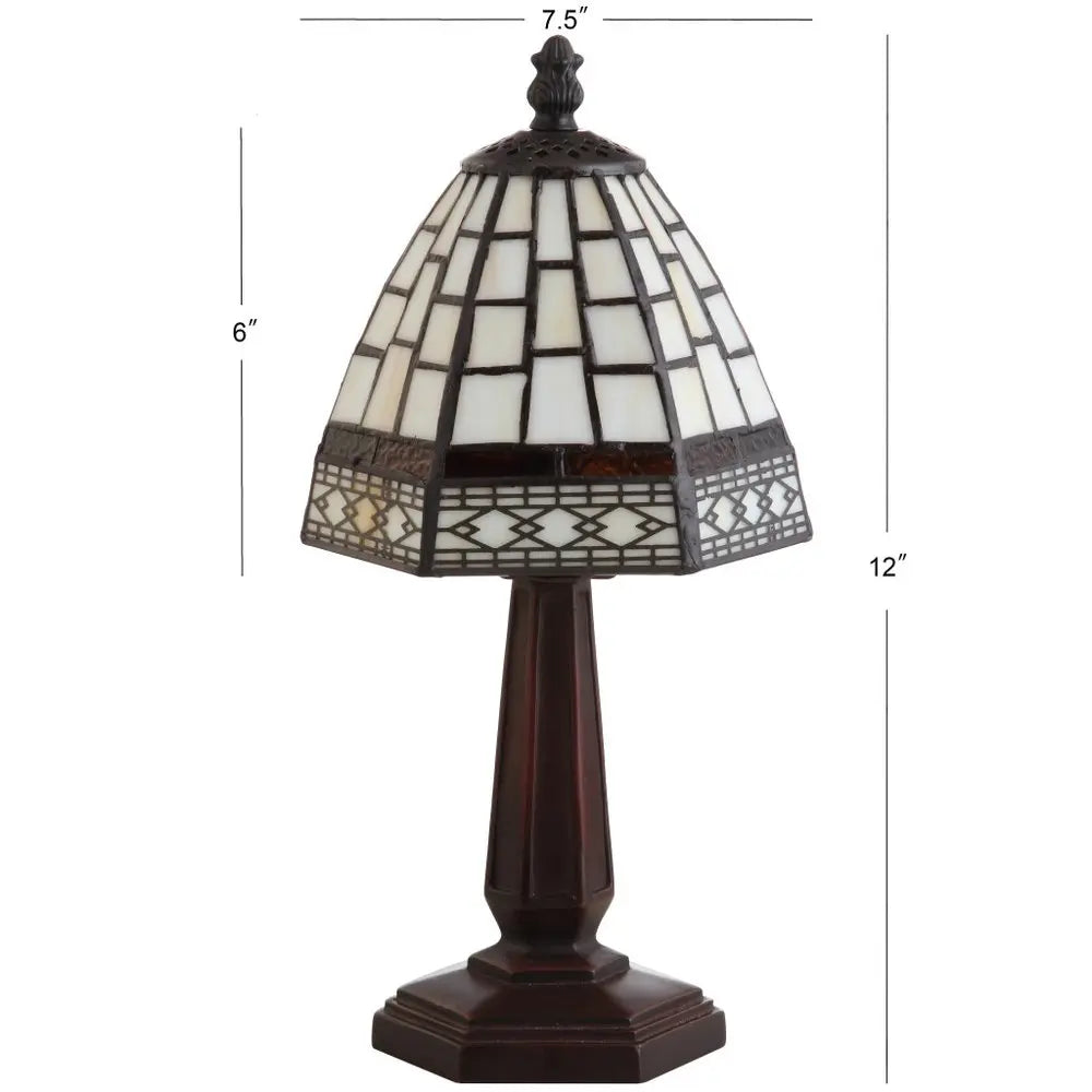12" Brown Novelty Tiffany Lamp LED With Bell Shade HomeRoots