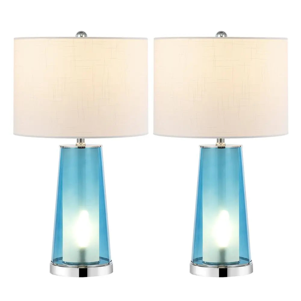 Set of Two 26" Silver Lighthouse Table Lamps LED With Drum Shades HomeRoots