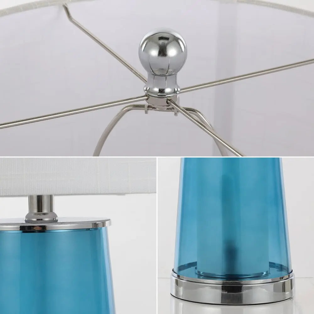 Set of Two 26" Silver Lighthouse Table Lamps LED With Drum Shades HomeRoots