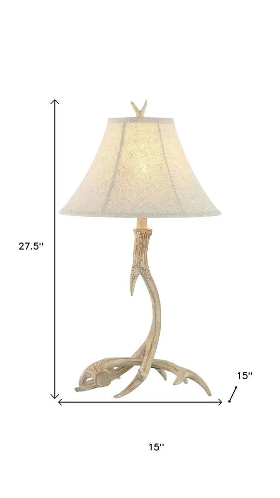 28" Beige Antlers Table Lamp LED With Bell Shade HomeRoots