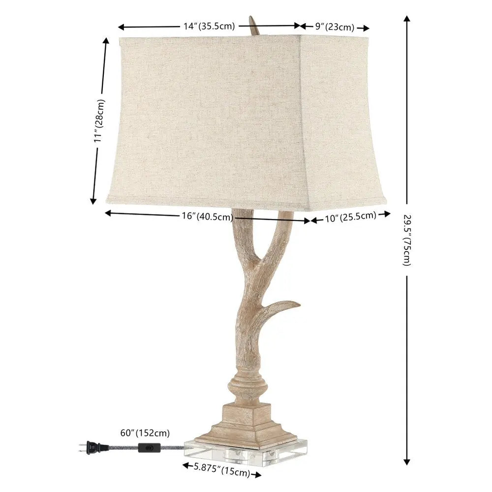 30" Clear Antlers Table Lamp LED With Shade HomeRoots