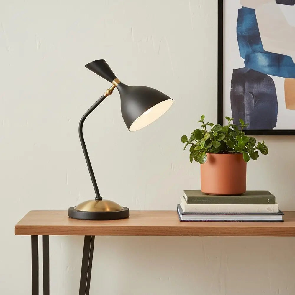 22" Black Table Lamp LED With Bell Shade HomeRoots