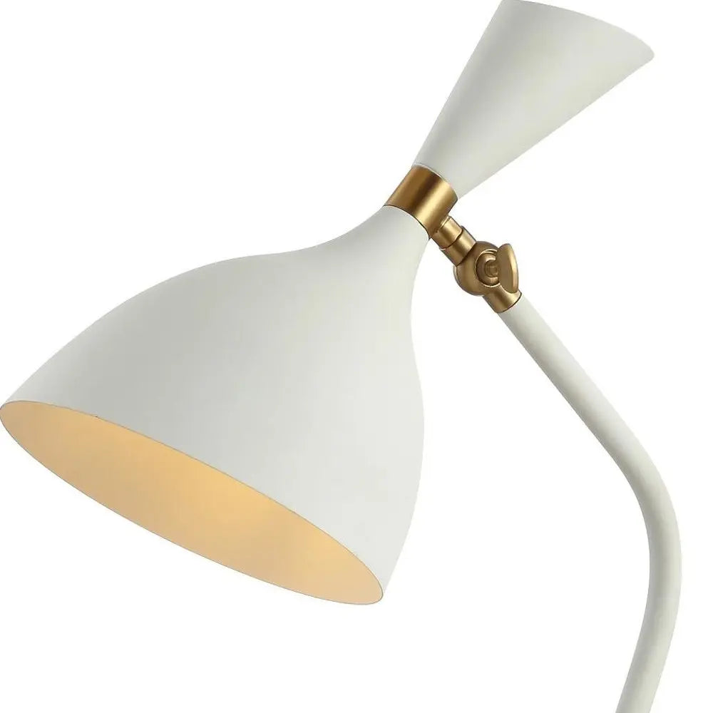 22" White Table Lamp LED With Bell Shade HomeRoots