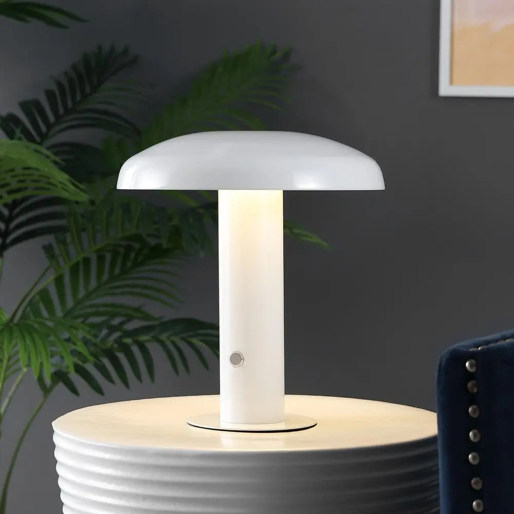 11" White Novelty USB Table Lamp LED With Globe Shade HomeRoots