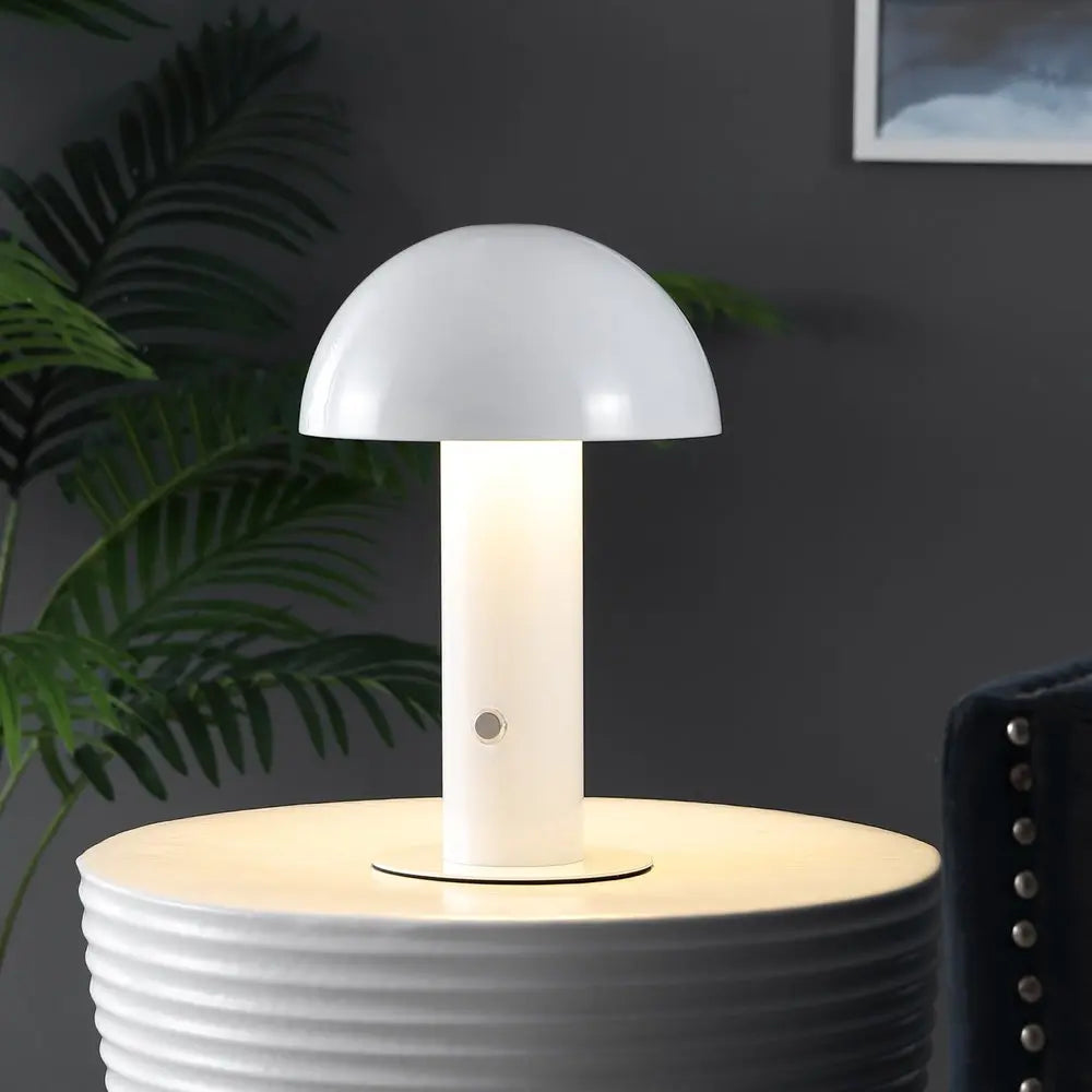 11" White Novelty USB Table Lamp LED With Globe Shade HomeRoots