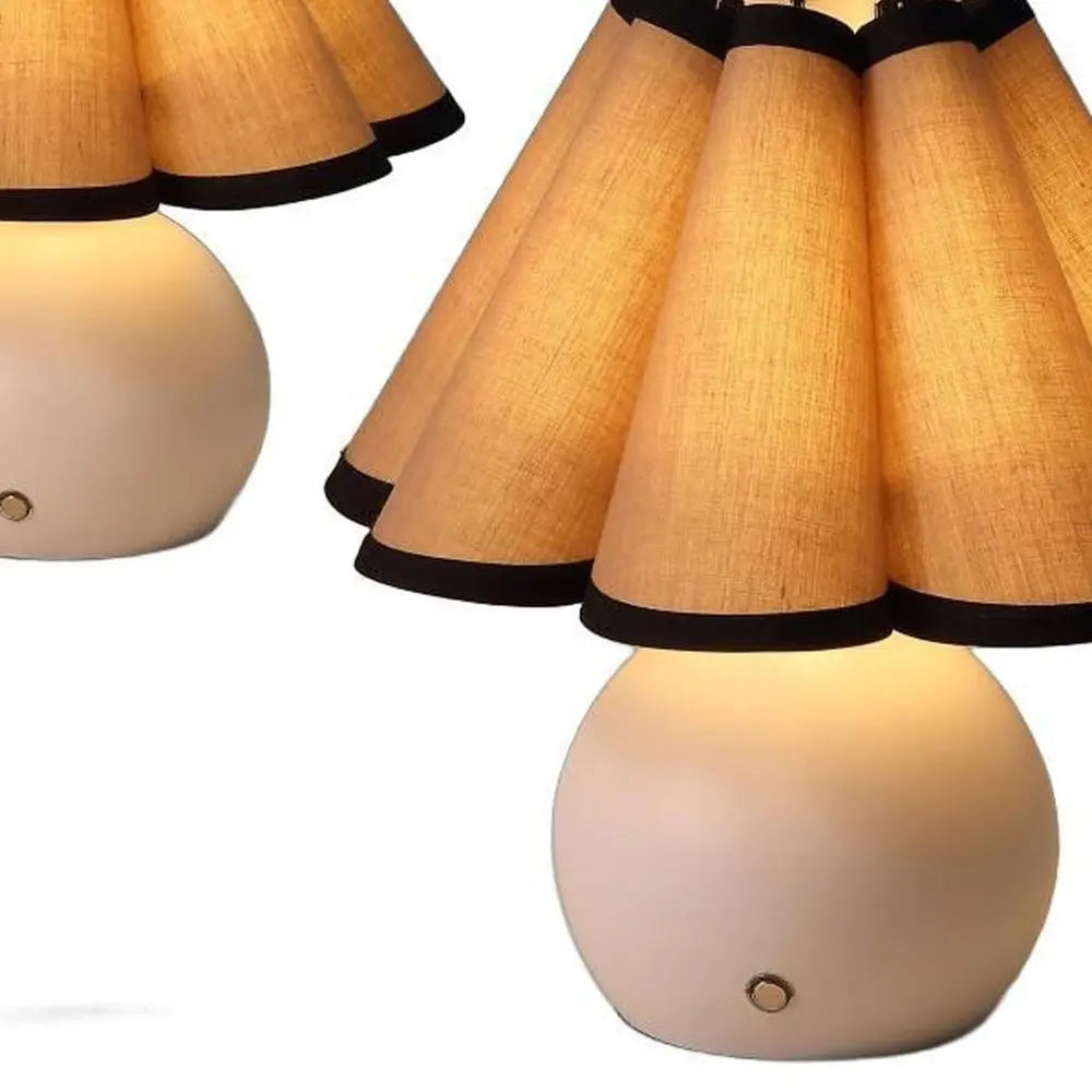 Set of Two 11" Clear Novelty Table Lamps LED With Empire Shades HomeRoots