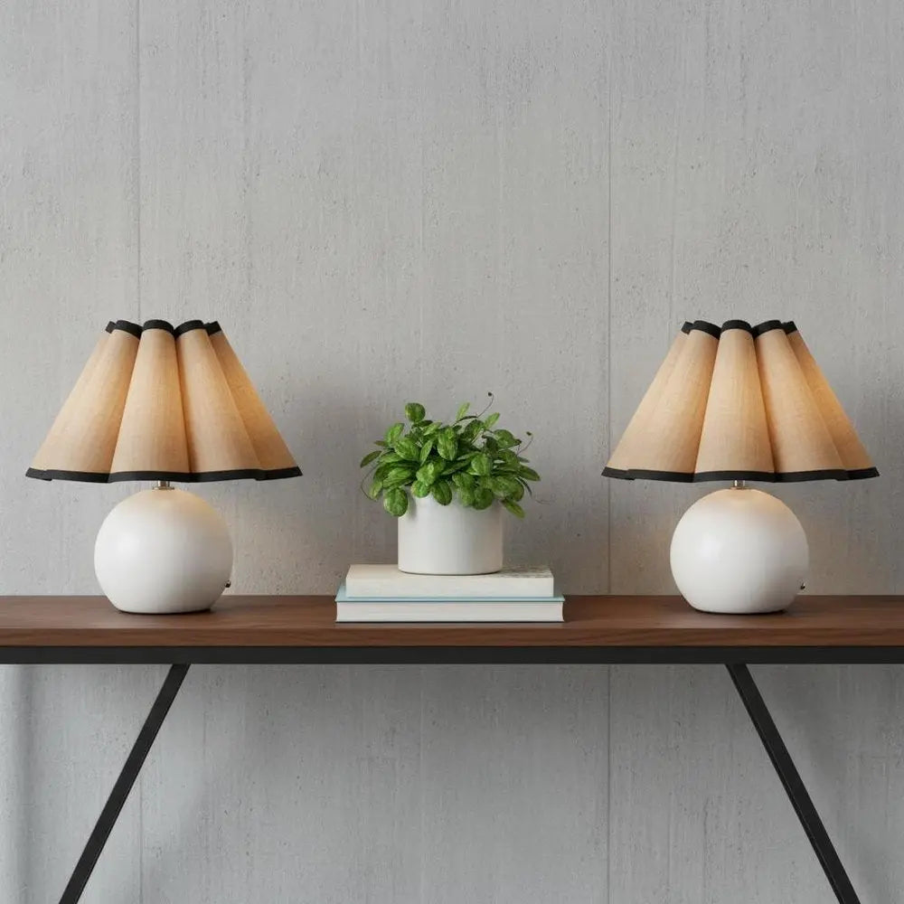 Set of Two 11" Clear Novelty Table Lamps LED With Empire Shades HomeRoots