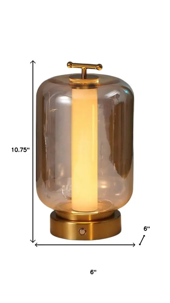 Set of Two 11" Gold Lantern USB Table Lamps LED HomeRoots